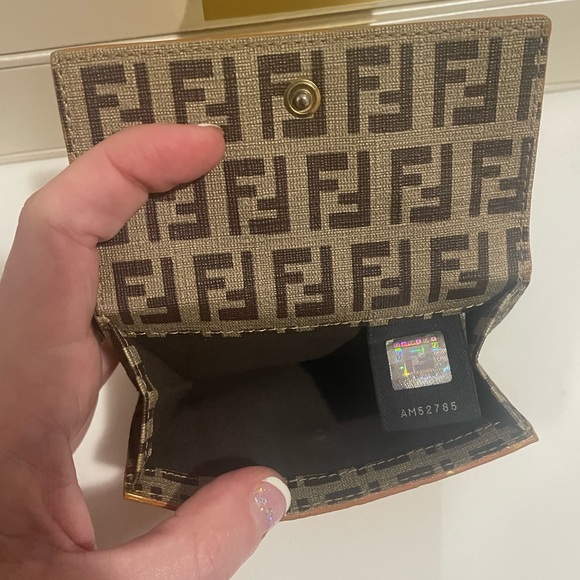 Fendi Zucchino Bifold Compact Wallet in gold metallic monogram; EUC - Picture 6 of 16